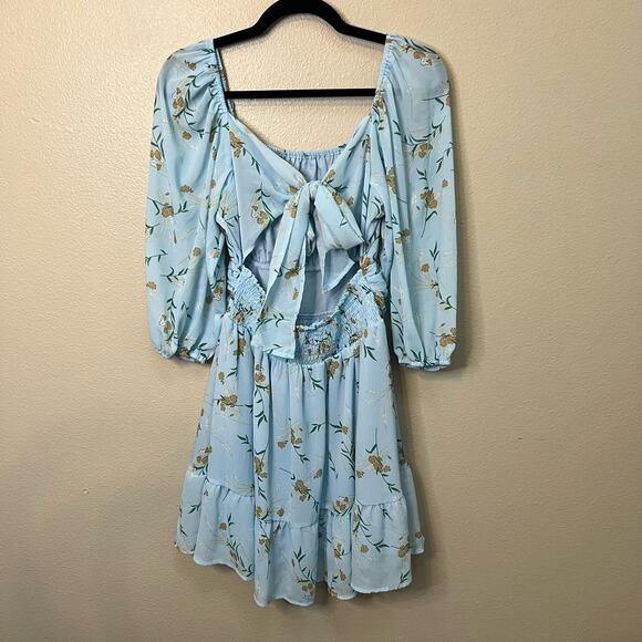Exlura Floral Puff Sleeve Mini Dress Size M - Picture 4 of 6